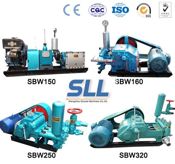 Horizontal Drill Rig Concrete Grout Pump , SBW Triplex Plunger Electric